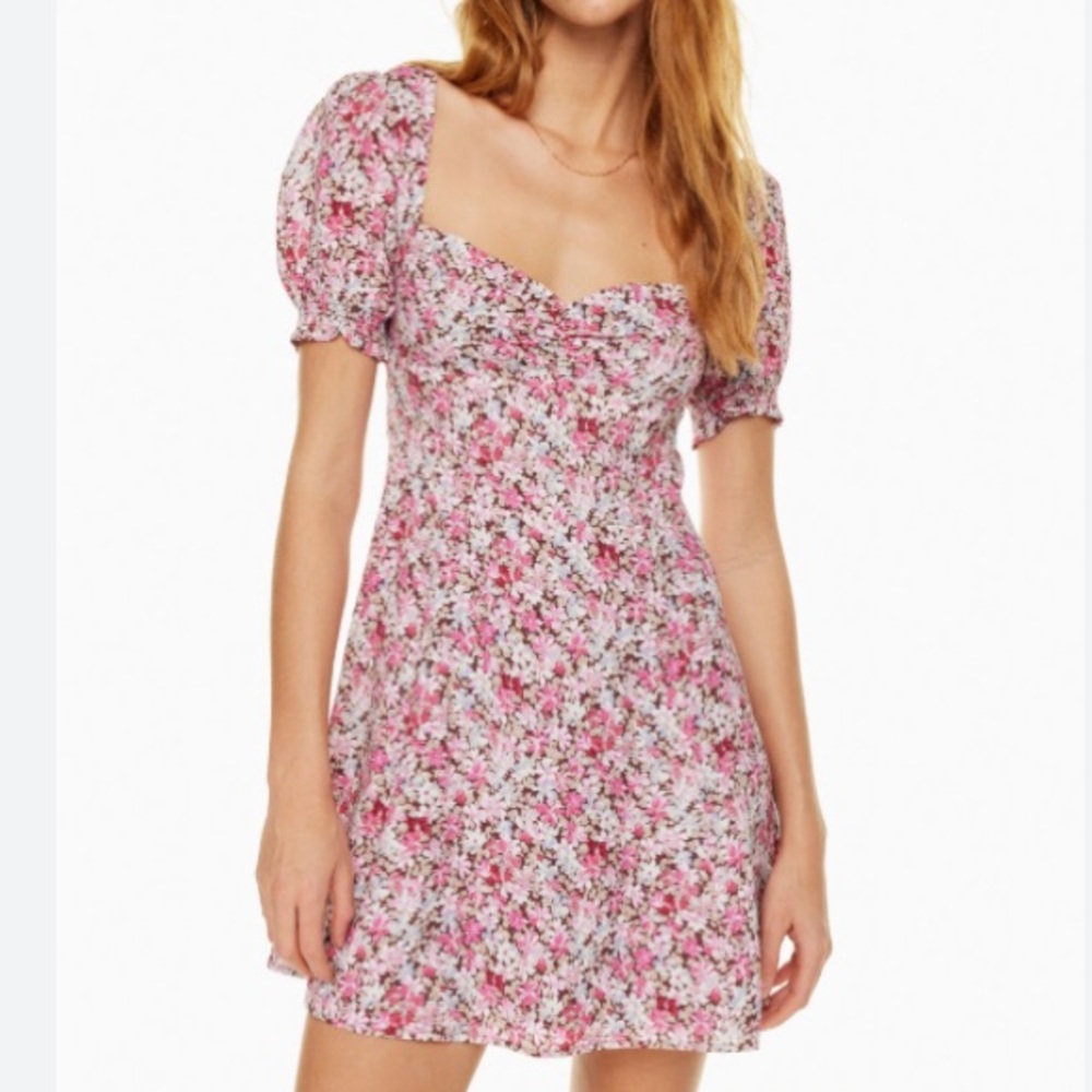 Aritzia Sunday Best Tinsley Pink Floral Mini Dress size 6 sweetheart babydoll